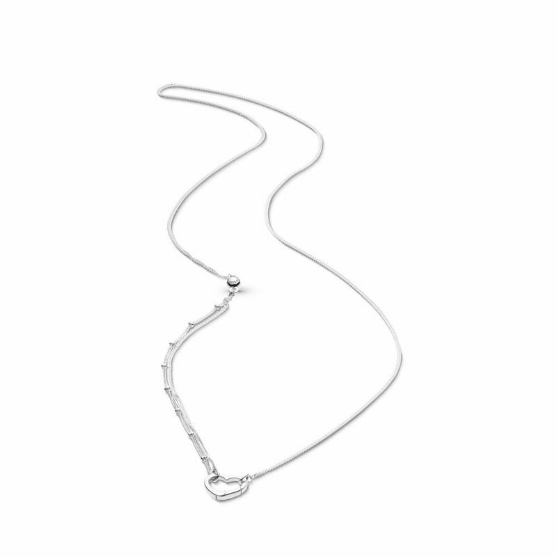 Pandora Open Heart Necklace Clearance NZ, Sterling Silver (493206-KPS)